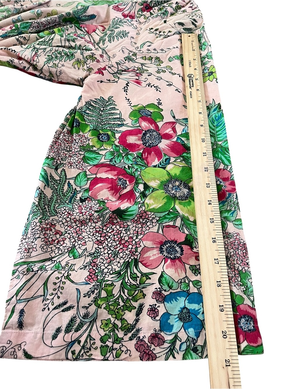 😎 Plum Pretty Sugar Botanical Floral Cotton Wrap Robe Pink Green Size Medium - Picture 4 of 13